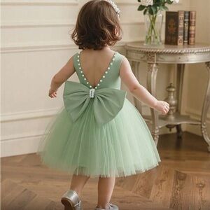 Mint Green Tulle Dress with Bow
